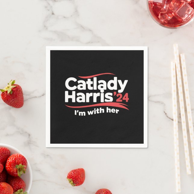 Cat Lady Kamala Harris 2024 I'm With Her Napkin (Insitu)