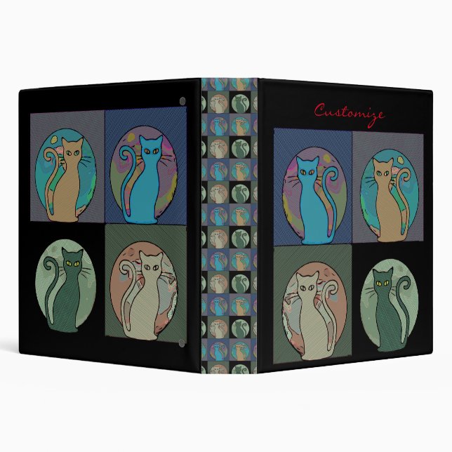 Cat Lady Multi Cats Sitting Thunder_Cove Binder (Background)