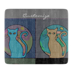 Cat Lady Multi Cats Sitting Thunder_Cove Cutting Board
