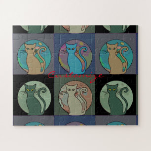 Cat Lady Multi Cats Sitting Thunder_Cove Jigsaw Puzzle