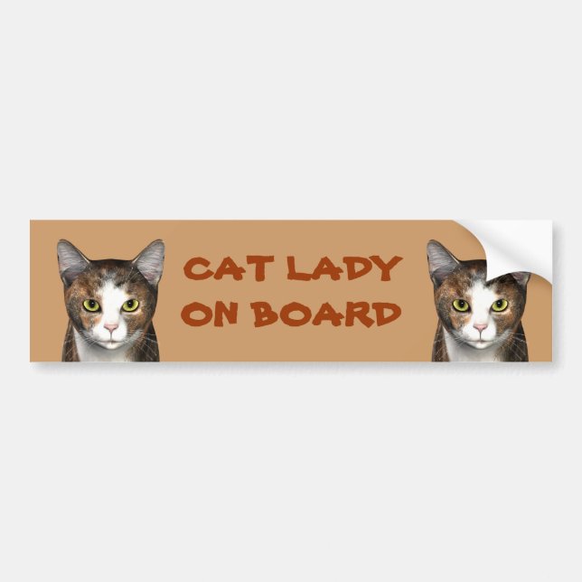 Cat Lady On Board Bumper Sticker (Front)