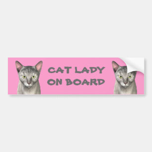 Cat Lady On Board Bumper Sticker