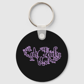 Cat Lady Purple Keychain