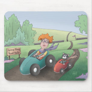 Cat Lady Road Rally Mouse Pad
