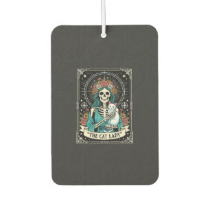 Cat Lady Skeleton Tarot Floral Gothic Air Freshener