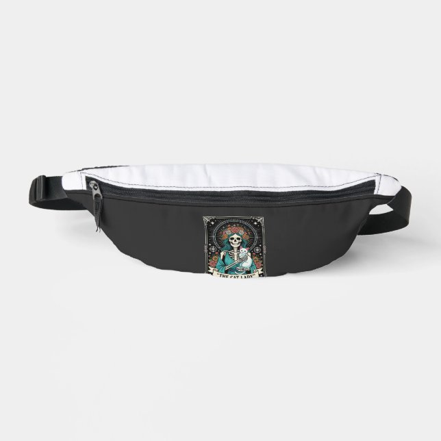Cat Lady Skeleton Tarot Floral Gothic Fanny Pack (Front)
