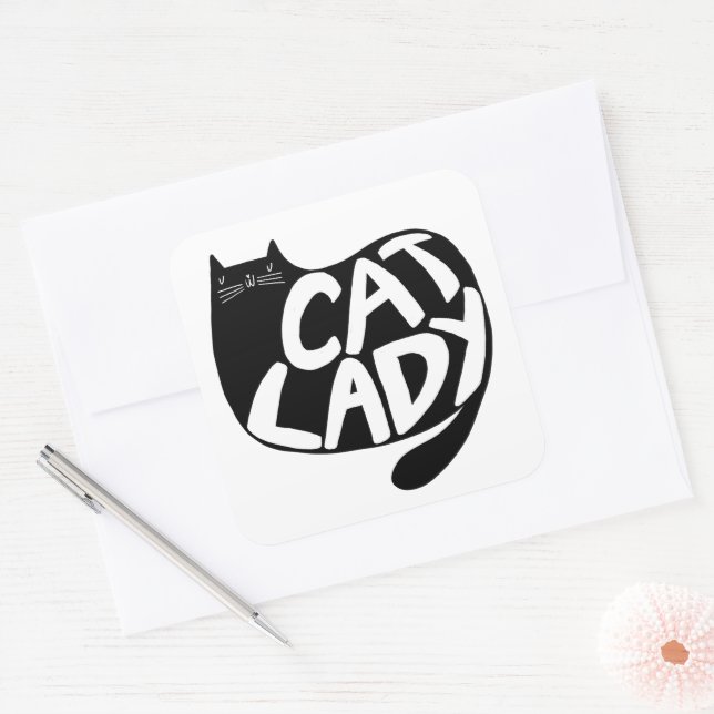 Cat Lady Square Sticker (Envelope)