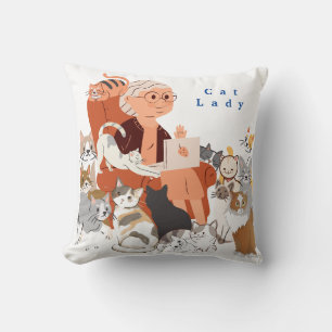Cat Lady Throw Pillow
