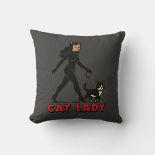 Cat Lady - Tuxedo Cats Lover - Comic Art Graphic Throw Pillow