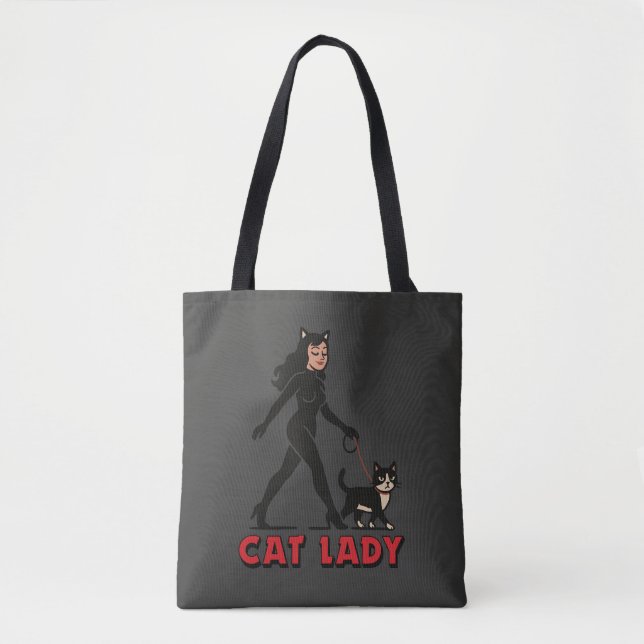 Cat Lady - Tuxedo Cats Lover - Comic Art Graphic Tote Bag (Front)