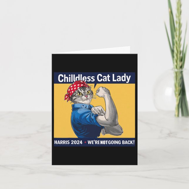 Cat Lady We're Not Going Back Kamala Harris 2024  Card (Front)