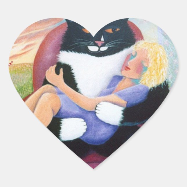 Cat Lap Heart Sticker (Front)