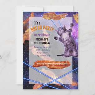 Cat Laser Bacon Funny Party Invitation