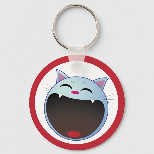 cat laughing keychain (Front)