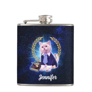 Cat lawyer in space                                hip flask