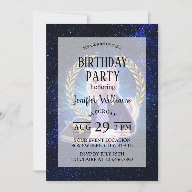 Cat lawyer in space                                invitation (Front)