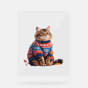 Cat Leaf Fall Hello Autumn Funny Cat Kitten Lover  Acrylic Sign