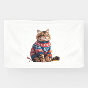 Cat Leaf Fall Hello Autumn Funny Cat Kitten Lover  Banner