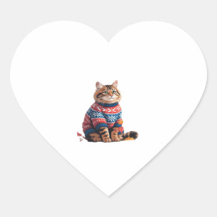Cat Leaf Fall Hello Autumn Funny Cat Kitten Lover  Heart Sticker