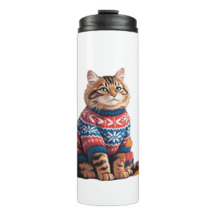Cat Leaf Fall Hello Autumn Funny Cat Kitten Lover  Thermal Tumbler