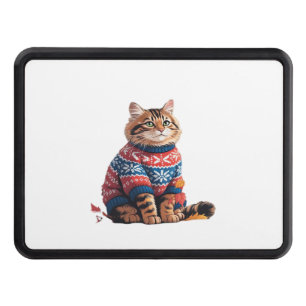 Cat Leaf Fall Hello Autumn Funny Cat Kitten Lover  Trailer Hitch Cover