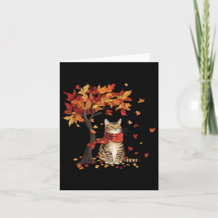 Cat Leaf Fall Tree Hello Autumn Thanksgiving It's  Card