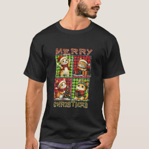 Cat Leopard Buffalo Plaid Animals Lover Merry Chri T-Shirt