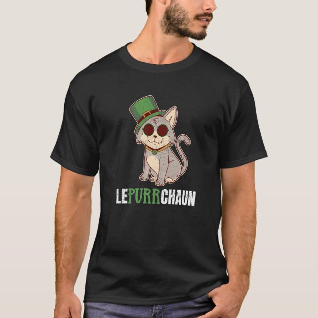Cat Leprechaun Shamrock Lepurrchaun  Lucky St Patr T-Shirt (Front)