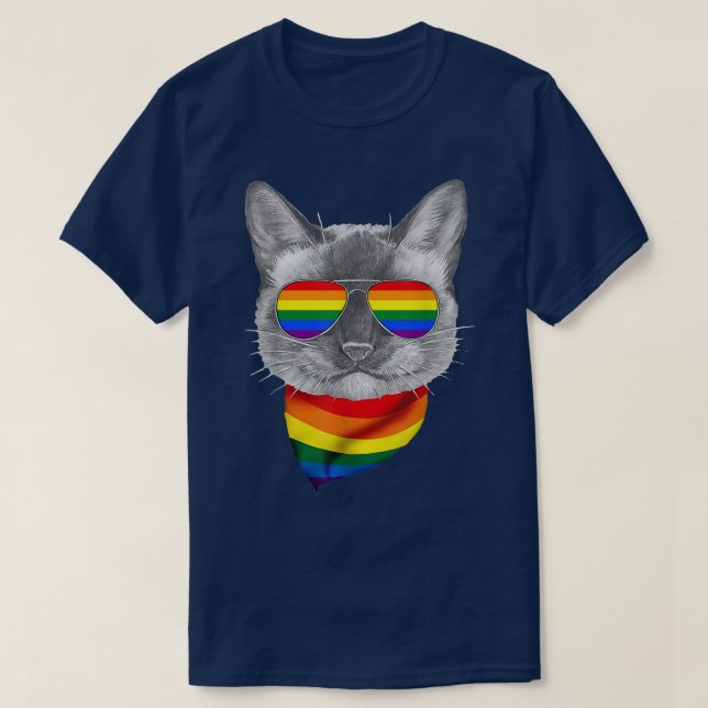 Cat LGBT Lover Pride Panseual Support Funny  T-Shirt (Design Front)