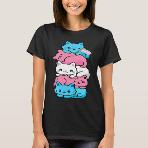 Cat LGBT Trans Flag Cute Cats Pile Transgender Pri T-Shirt