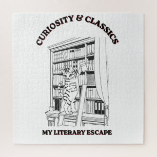 Cat Librarian Aesthetic Art Poster Jigsaw Puzzle