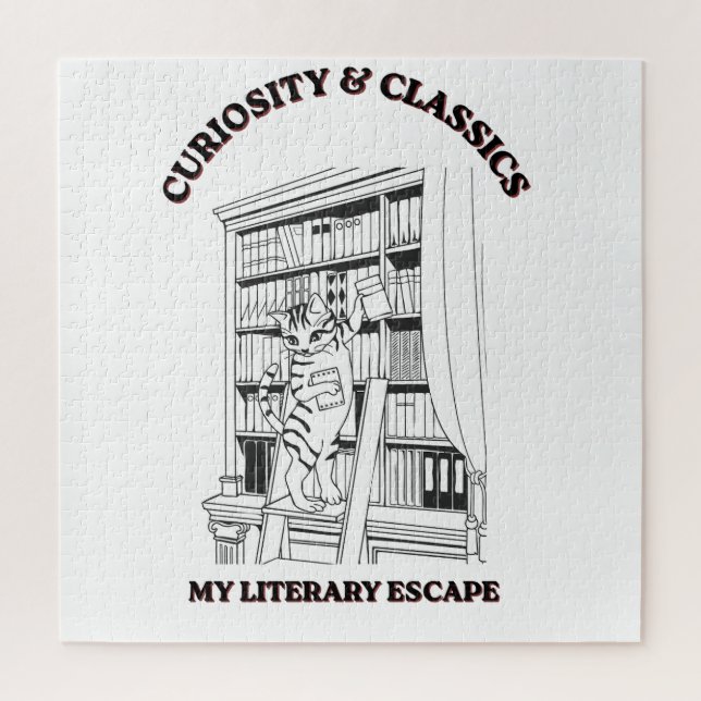 Cat Librarian Aesthetic Art Poster  Jigsaw Puzzle (Vertical)