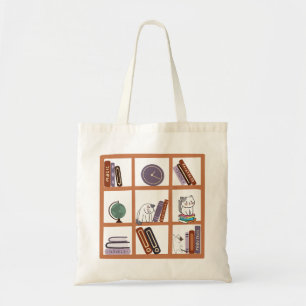 Cat Library Bookshelf  Tote Bag