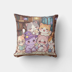 Cat Library Friends Pillow