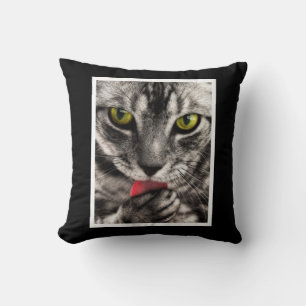 Cat Lick Throw Pillow