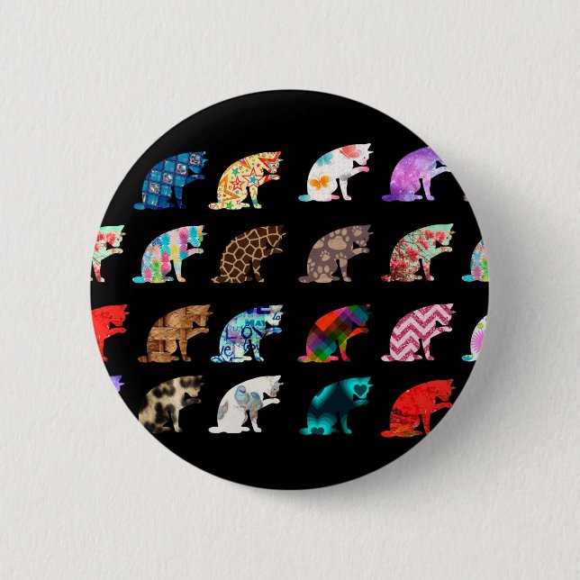 Cat Licking Pattern 2 Inch Round Button (Front)