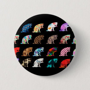 Cat Licking Pattern 2 Inch Round Button