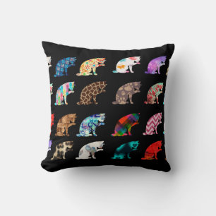 Cat Licking Pattern Throw Pillow