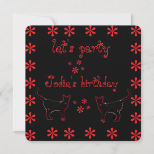 cat line art invitation
