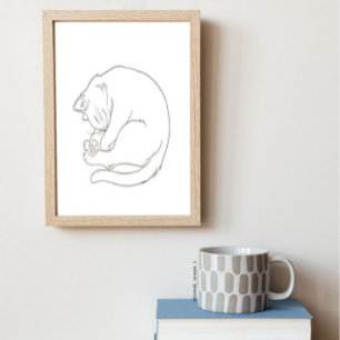 cat line art poster