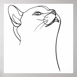 Cat Line Art Poster