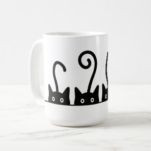Cat line drawing. Three cats. World Cattendday. Coffee Mug