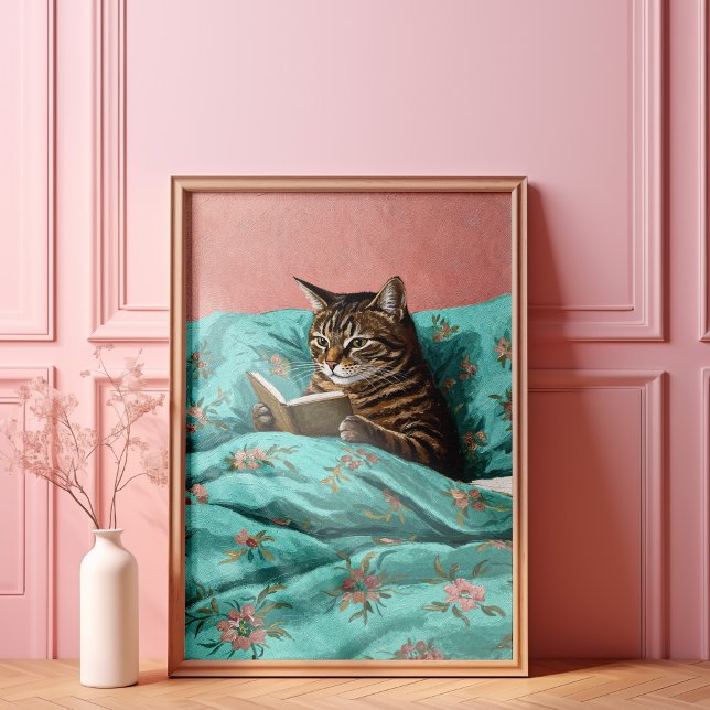 Cat Lire Un Livre Mur Art Poster Imprimer (Créateur téléchargé)
