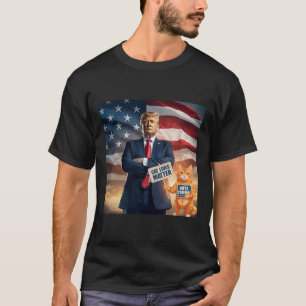 Cat Lives Problem Vote For Trump Usa Flag Funny El T-Shirt