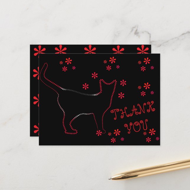 CAT LLINE ART POSTCARD (Front/Back In Situ)