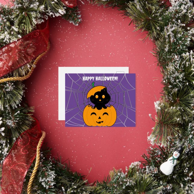 Cat-lloween Foil Holiday Postcard (Insitu)