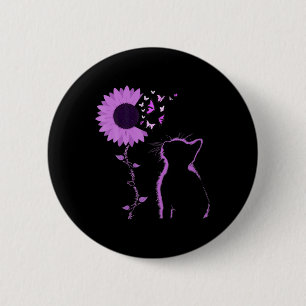 Cat Look Purple Sunflower Butterfly Overdose Aware 2 Inch Round Button