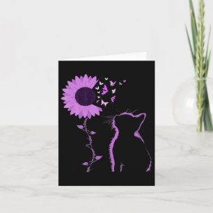 Cat Look Purple Sunflower Butterfly Overdose Aware Card