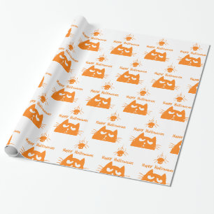 Cat looking at hanging spider - Choose background Wrapping Paper