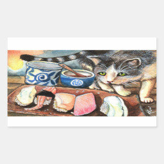 Cat Looking at Sushi Sticker